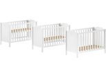 Babybett VIPACK "Amori 60/120 mit verstellbarem Lattenrost, sehr stabil gebaut", weiß, B:129cm H:88,1cm T:66,9cm, Holzwerkstoff, Babybetten, Babybett, mit geschwungenem Kopfteil und Herz Ornament, weiß lackiert