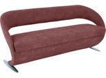 Polsterbank K+W KOMFORT & WOHNEN "Wave", rot (bordeaux), B:204cm H:83cm T:68cm, Bronco: Nappaleder pigmentiert, Dickleder, 1, 3/1, 5mm, mit rustikal gekörnten Narbenbild; 785: Microfaser, 100% Polyester, Sitzbänke, Polsterbank, in geschwungener Optik mit Metallkufe