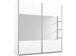 Schwebetürenschrank RAUCH "Quadra", weiß (alpinweiß, spiegel), B:226cm H:210cm T:62cm, Holzwerkstoff, Schränke, Schwebetürenschrank, inkl. Schubkasteneinsatz und zusätzlichen Einlegeböden