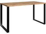 Schreibtisch WIMEX "Texel in der Breite 140cm", plankeneiche nachbildung, schwarz, schwarz, plankeneiche nachbildung, B:140cm H:75cm T:70cm, Tische, Schreibtisch, Metallgestell