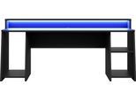 Gamingtisch FORTE "Tezaur", schwarz, B:200cm H:91,1cm T:72cm, Tische, Gamingtisch, Schreibtisch mit RGB-Beleuchtung und Halterungen, Breite 200 cm