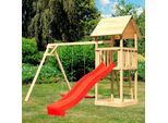 Spielturm KONIFERA "Rosie", beige (natur, rot), Spieltürme, KinderB:347cm H:291cm T:264cm, Holzwerkstoff, Spielturm, BxTxH: 347x264x291 cm, B:347cm H:291cm T:264cm