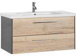 Waschtisch SAPHIR "3400", grau (anthrazit, eiche struktur, anthrazit matt), B:100cm H:52cm T:43,8cm, Waschtische, Waschtisch, Breite 100 cm