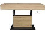 Couchtisch MÄUSBACHER "Lift Couchtisch", braun (vulkanschwarz supermatt, asteiche, asteiche), B/H/T: 110cm x 77cm x 60cm, Tische, Couchtisch, höhenverstellbar 58-77cm,Tischplatte aufziehbar, Staufach, 110cm breit