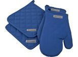Topflappen ROSS "Exclusiv", blau, 100% Baumwolle, Topflappen, Topflappen, 2x Topflappen und 2x Grillhandschuh, 100% Baumwolle