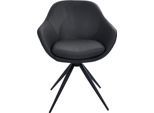 Drehstuhl K+W KOMFORT & WOHNEN "ZOOM", schwarz (nero 81), B:60cm H:83cm T:57cm, Stühle, Drehstuhl, 4-Fuß Drehstuhl mit Gestell aus Metall schwarz Struktur