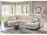 Wohnlandschaft HOME AFFAIRE "Palmera U-Form, B: 308 cm", beige (natur), B:308cm H:89cm T:212cm, 100% Polyester;Struktur (100% Polyester);Luxus-Microfaser in Lederoptik (100% Polyester), Sofas, Wohnlandschaft, optional Bettfunktion & Bettkasten, Federkern