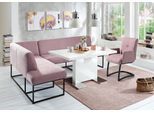 Eckbank EXXPO - SOFA FASHION "Affogato, bequem und elegant, hochwertige Detailverarbeitung", lila (flieder), B:157cm H:82cm T:245cm, Struktur: Webvelour 100% Polyester, Sitzbänke, Eckbank, Frei im Raum stellbar
