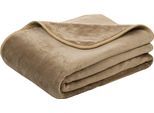 Wohndecke GÖZZE "Uni Decke aus recyceltem Polyester", grau (taupe), B:150cm L:200cm, Polyester, Wohndecken, Wohndecke, Kuscheldecke