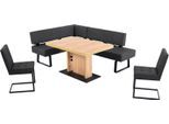Essgruppe K+W KOMFORT & WOHNEN "Spider II", schwarz, H:88cm T:50cm, Sitzmöbel-Sets, Essgruppe, langer Schenkel wahweise in 2 Breiten, 2 Freischwinger, 1 Tisch