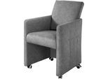 Esszimmersessel EXXPO - SOFA FASHION, grau (mouse), B:63cm H:90cm T:72cm, Sessel, Esszimmersessel, Loungesessel auf Rollen, schmale Armlehnen, bequem