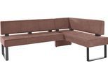 Eckbank OTTO HOME "Oliver mit Metallgestell, Küchenbank", braun (braun, schwarz), B:220cm H:89cm T:160cm, Holzwerkstoff, Massivholz, Polyester, Sitzbänke, Eckbank, verschiedene Bezüge Cord Esszimmerbank OTTOs Choice