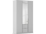 Drehtürenschrank OTTO HOME "Kleiderschrank Schrank Garderobe AGORDO mit Dekor- oder Hochglanzfront", grau (seidengrau), B:136cm H:229cm T:54cm, Holzwerkstoff, Schränke, Drehtürenschrank, mit Außenschubkästen, in 7 Breiten und 2 Höhen MADE IN GERMANY