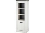 Wäscheschrank HOME AFFAIRE "SHERWOOD Hochkommode Kommode Schrank", weiß (pinie weiß dekor), B:51cm H:146cm T:38cm, Schränke, Wäscheschrank, in modernem Holz Dekor, mit Apothekergriffen aus Metall, Höhe 146 cm
