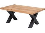 Couchtisch HOME AFFAIRE "Tristan", beige (natur, schwarz), B:115cm H:45cm T:70cm, Tische, Couchtisch, aus Massivholz Eiche mit Baumkante