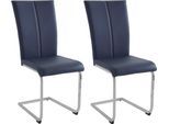 Freischwinger HOME AFFAIRE "Nils", blau, B:42,5cm H:100cm T:60cm, Holzwerkstoff, Metall, Polyester, Stühle, Freischwinger, Stuhl belastbar bis 120 Kg, Gestell Metall im Chrom-Look oder Schwarz