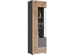 Vitrine HOME AFFAIRE "Aalborg, Höhe 194 cm, 1 Glastür, 2 Glaseinlegeböden, Metallgriffe", grau (grau, nox oak nb), B:60cm H:194cm T:37cm, FSC-zertifizierter Holzwerkstoff, Schränke, Vitrine, Vitrinenschrank, Hochschrank, Stauraumschrank, Wohnmöbel, Wohnzimmer