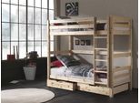 Etagenbett VIPACK "Pino, inkl. Rolllattenrost, Leiter und Absturzschutz", beige (natur), B:105cm H:182cm L:210cm, Etagenbetten, Etagenbett, wahlweise ohne Schublade, mit 1 großen, 2 kleinen Bettschubladen
