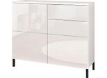 Kommode BORCHARDT MÖBEL "Haama, modern, grifflos, Metallfüße, praktisch, 3 Türen", weiß (weiß hochglanz), B:93cm H:80cm T:35cm, Holzwerkstoff, Sideboards, Kommode, Push-To-Open, verstellbare Einlegeböden, viel Stauraum, Breite 93cm