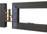 Wohnwand HOME AFFAIRE "Maruska", grau (anthrazit, anthrazit), B:320cm H:180cm T:30cm, Holzwerkstoff, Kastenmöbel-Sets, Wohnwand