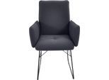 Armlehnstuhl K+W KOMFORT & WOHNEN, blau (marine, schwarz), B:61cm H:91cm T:62cm, Stühle, Armlehnstuhl, Drahtkufengestell in Metall schwarz, Griff am Rücken, Steppung im Sitz