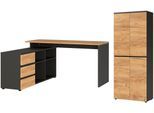 Büromöbel-Set GERMANIA "Lissabon", braun (graphit, navarra, eiche, nachbildung), H:197cm T:145cm, Arbeitsmöbel-Sets, Büromöbel-Set
