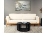 Couchtisch WOODMAN "Drum, Breite/Tiefe/Höhe: 83/83/42 cm", schwarz, B:83cm H:42cm T:83cm, Tische, Couchtisch, Holzfurnier aus Eiche, Sproßen aus massiver Eiche, FSC