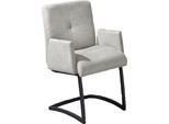 Freischwinger EXXPO - SOFA FASHION "Affogato mit komfortablen Armlehnen", grau (grau, schwarz), B:59cm H:87cm T:69cm, Massivholz, Metall, Stoff, Stühle, Freischwinger, attraktiven Kreuznaht in der Rückenlehne