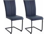 Freischwinger HOME AFFAIRE "Nils", blau, B:42,5cm H:100cm T:60cm, Holzwerkstoff, Metall, Polyester, Stühle, Freischwinger, Stuhl belastbar bis 120 Kg, Gestell Metall im Chrom-Look oder Schwarz