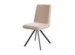 Esszimmerstuhl OTTO HOME "Gabi Polsterstuhl, Küchenstuhl, 4-Fußstuhl", helles beige, schwarz, hellbeige, B:45cm H:87cm T:63cm, Holzwerkstoff, Metall, Polyester, Stühle, Esszimmerstuhl, Gestell aus matt-schwarzem Flachmetall, stabil, 2-Stoff-Design