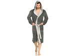 Bademantel VOSSEN "Poppy, ideal für Sauna & Spa, Hotelbademantel, Morgenmantel" Gr. XL, grau, L:120cm, Baumwoll-Mix, Hausmäntel, Bademantel, Doubleface Optik