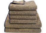 Handtuch Set DYCKHOFF "Golden Shades Herringbone", gold (goldfarben), 6 Stk., Walkfrottier, Walkfrottier, Obermaterial: 100% Baumwolle, Handtuch-Sets, Handtuch Set, 4 Handtücher (50x100cm), 2 Duschtücher (70x140cm)