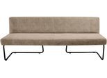Polsterbank K+W KOMFORT & WOHNEN, beige (sand 35), B:202cm H:82cm T:67cm, Sitzbänke, Polsterbank, in abgerundeter Form, Rundrohrkufe lang gebogen, in Leder oder Stoff