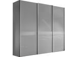 Schwebetürenschrank STAUD "Sinfonie Plus, edles Design in hochwertiger Qualität, Made in Germany", grau (hellgrauglas, hellgrauglas matt), B:298cm H:240cm T:68cm, Holzwerkstoff, Schränke, Schwebetürenschrank, Mittelband in Mattglas und vier verschiedenen Ausstattungsvarianten