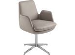 Drehstuhl K+W KOMFORT & WOHNEN "Cube", grau (stahl 85, edelstahloptik), B:63cm H:84cm T:65cm, Stühle, Drehstuhl, Rückholfunktion, Untergestell Edelstahloptik