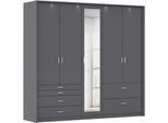 Drehtürenschrank RAUCH "Kleiderschrank Schrank Garderobe Wäscheschrank WILDBERG", grau (graumetallic), B:230cm H:212cm T:58cm, Holzwerkstoff, Schränke, Drehtürenschrank, mit 6 Schubladen, obere Schublade mit Holz-Einteilung MADE IN GERMANY