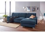 Ecksofa DOMO COLLECTION "Anzio L-Form, whlw. Bettfunktion, Federkern, hochwertig, Breite 271 cm", blau (dunkelblau), B:271cm H:85cm T:160cm, Sofas, Ecksofa, Ohne Bettfunktion, Recamiere rechts, Struktur fein, dunkelblau