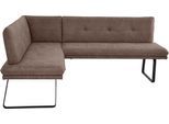 Eckbank K+W KOMFORT & WOHNEN, braun (dunkelbraun), B:157cm H:87cm T:207cm, Sitzbänke, Eckbank, Polstereckbank in Spitzkissenoptik, Sitz und Rücken gesteppt
