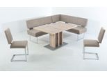 Essgruppe K+W KOMFORT & WOHNEN, grau (lightgrau 85), B:199cm H:89cm T:158cm, Sitzmöbel-Sets, Essgruppe, langer Schenkel links oder rechts, 2 Freischwinger, 1 Funktionstisch