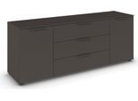 Schubkastenkommode RAUCH "Kommode Türkommode Sideboard Kombikommode FLIPP", grau (graphit), B:160cm H:61cm T:42cm, Holzwerkstoff, Sideboards, Schubkastenkommode, 2-türig mit 3 Schubladen und Soft-Close-Funktion