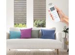 Elektrisches Rollo GOOD LIFE "Wood - SMART HOME" Gr. 6, braun (mokka, weiß, weiß), B:90cm H:210cm, Kunststoff, Metall, Polyester, Rollos, Elektrisches Rollo, mit Fernbedienung