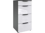 Schubkastenkommode WIMEX "level36 D by fresh to go", grau (korpus graphit, front lack weiß), B:41cm H:84cm T:41cm, Holzwerkstoff, Sideboards, Schubkastenkommode, mit soft-close Funktion und Lackfronten, 4 Schubladen, Kommode hoch