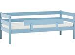 Einzelbett HOPPEKIDS "ECO Comfort Kinderbett, Kiefer Massivholz, Jugendbett inkl. Rollrost", blau (traum blau), B:76cm H:65cm L:166cm, Kiefer massiv, Betten, Einzelbett, 70x160 cm, wahlweise in verschieden Farben/ Matratze/ Absturzsicherung