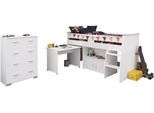 Jugendzimmer-Set PARISOT "Parisot Kinderzimmer Reverse 13", weiß, B/H: 90cm x 200cm, Schlafzimmermöbel-Sets, Jugendzimmer-Set, integrierte Schreibtisch, kommode und integrierte Leiter