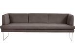 Polsterbank K+W KOMFORT & WOHNEN "Cube", braun (sattel 77), B:229cm H:82cm T:67cm, Sitzbänke, Polsterbank, Hammerkissenoptik, 2 Breiten, Hochkantkufe in Edelstahloptik