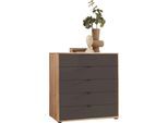 Schubkastenkommode WIEMANN "Cardiff Sideboard, Wäscheschrank, teilmassiv Bianco-Eiche, Schubladen", braun, B:80cm, Sideboards, Schubkastenkommode, Schubkästen inklusive Selbsteinzug und Dämpfung