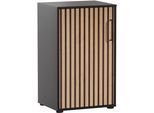 Aktenschrank WELLTIME "Hank, MADE IN GERMANY, Breite 50 cm", schwarz (schwarzmatt, akustikprint), B:50,9cm H:83,6cm T:41cm, FSC-zertifizierter Holzwerkstoff, Schränke, Aktenschrank, Tür mit Akustikprint, Metallbeschläge, Softclose-Funktion