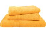Handtuch Set DYCKHOFF "Siena", gold (goldgelb), 3 Stk., Frottier, Frottier, Obermaterial: 100% Baumwolle, Handtuch-Sets, Handtuch Set, mit Bordüre; 2 Handtücher (50x100cm), 1 Duschtuch (70x140cm)