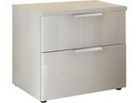 Nachtkonsole WIEMANN "Como", champagner, dekor, glas champagner, chrom, B:60cm H:46,4cm T:43cm, Floatglas, Holzwerkstoff, Metall, Sideboards, Nachtkonsole, vormontiert