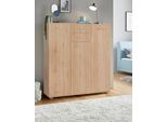 Kombikommode PRIESS, braun (edelbuchefarben), B:123cm H:135cm T:38cm, Holzwerkstoff, Sideboards, Kombikommode